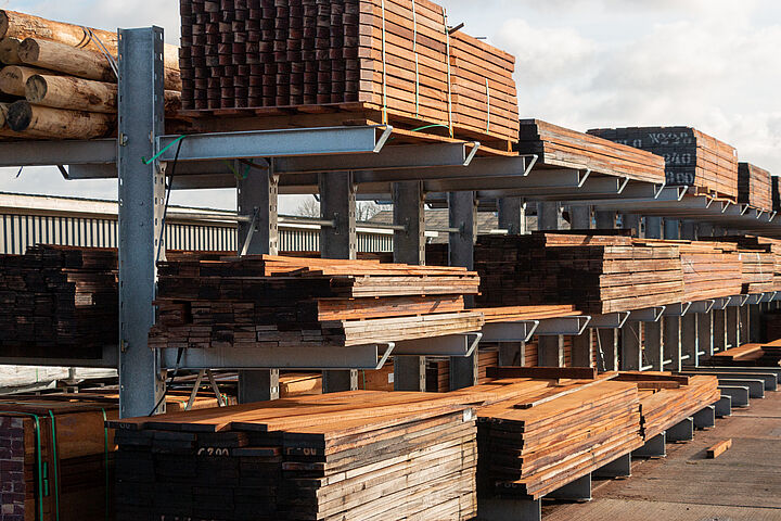 Cantilever racking for outside storage